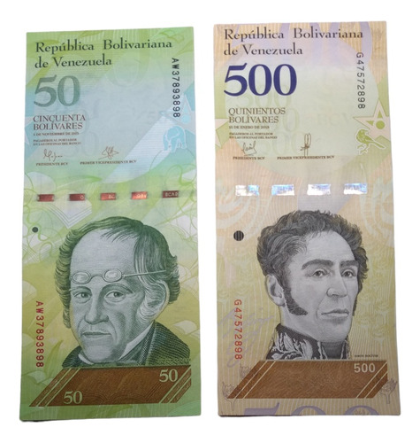 Billetes Venezuela 50 Y 500 Bolívare Últimos Dígitos Iguales