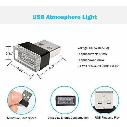 Kit Iluminacion Ambiental Led Usb Vehiculo 2 Unidades