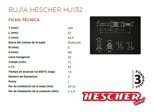 Bujías De Precalentamiento Peugeot 206 207 306 307 2.0 Hdi