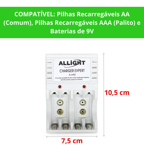 Benvine Kit 8 Pilhas Recarregáveis Aa/aaa + Carregador Rápido