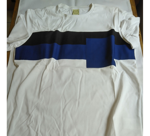 Playera Blanca Elemento Uomo, Franjas Azul Y Negra Impecable