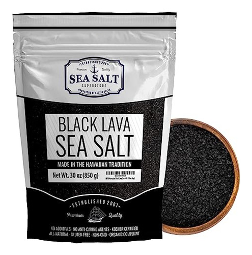 Sal De Grano Sal Marina De Lava Negra Hawaiana, Sal Negra Pa