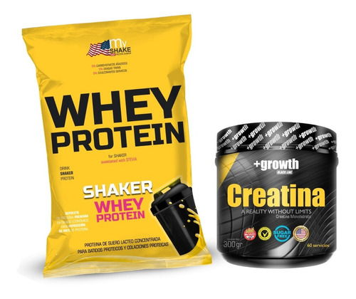 1k Proteína Whey Myshaker Stevia + Creatina 300g +growth Sabor Vainilla