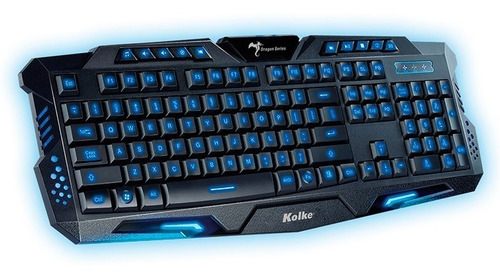 Teclado Gamer Kolke Force Con Luces De Colores Led Usb Color del teclado Negro Idioma Español Latinoamérica