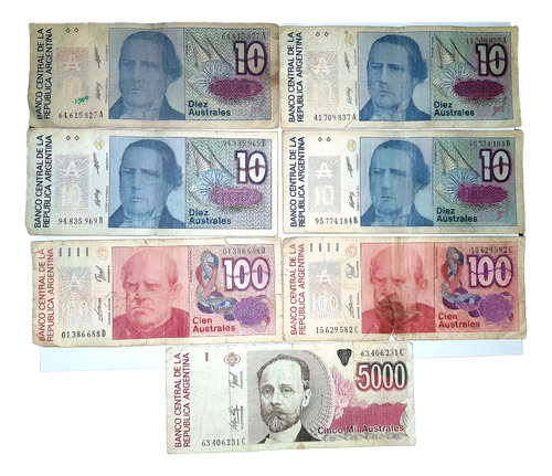 Australes Lote De 7 Billetes Diferendes. Ver Descripción (Usado)