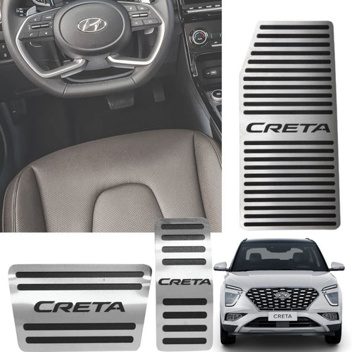 Kit Pedaleira Descanso Pé Inox Cromando Hyundai Creta 2022