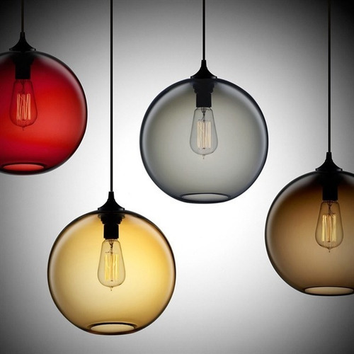 Imagen 4 de 6 de Lámpara Colgante De Cristal Esférica 40cm Don Led Colores