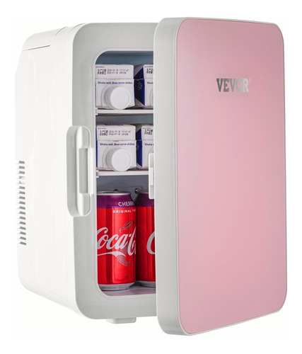 Vevor Mini Refrigerador Pequeño Portátil 12v 48w 10l Rosa