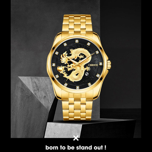 Relógios de quartzo de diamante luminoso de luxo Chenxi, cor de fundo preta