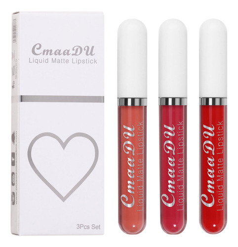 Esmalte De Labios Mate De 3 Unidades En Una Caja, Duradero,