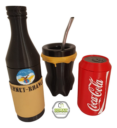 Set Matero Fernet Y Coca 3d: Azucarera Yerbera Mate Bombilla