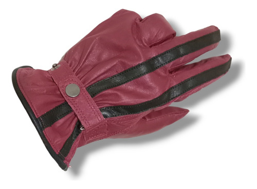 Guantes Cuero Bordo Negro Conducir Motos Autos Dgr Frio 