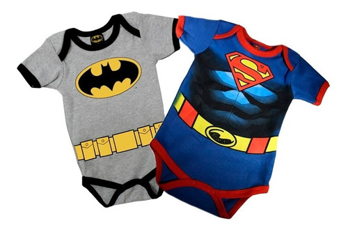 Imagen 2 de 8 de Pañalero Bebe Ropa Dc Comics Superman Batman Set 2 Piezas