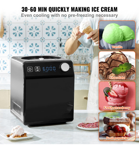 Máquina Para Hacer Helados Vevor, Vertical, Automática, 2 Li