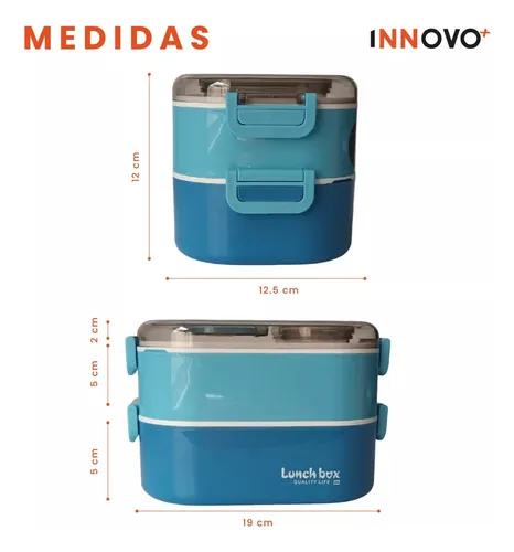Porta Comida Lonchera X 2 Niveles Divisiones Con Cubierto