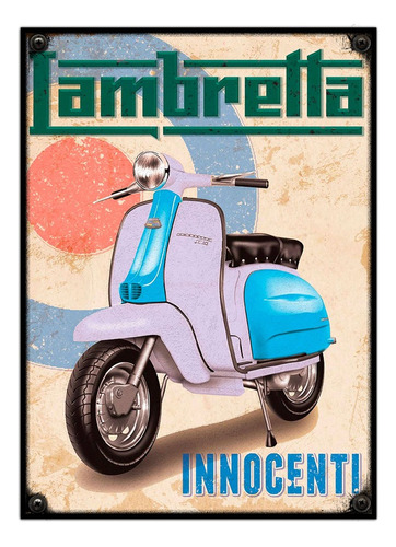 #125 - Cuadro Vintage 21 X 29 Cm / Vintage Lambretta Moto 