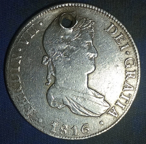 Perú 8 Reales 1816 Plata Colonia Corona Carolus Antigua