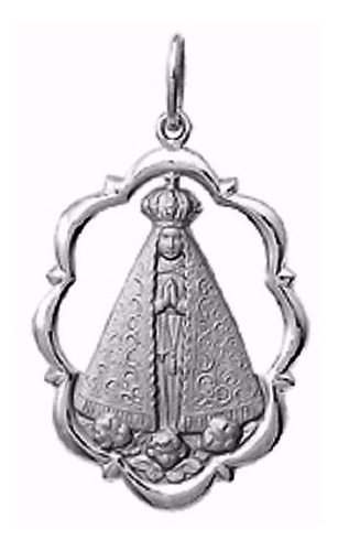 Medalha 4cm Nossa Senhora Aparecida Ouro Branco 18k Pingente