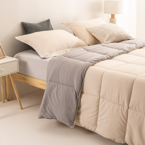 Plumón Quilt 2 Plazas Arredo Reversible Colores Lisos