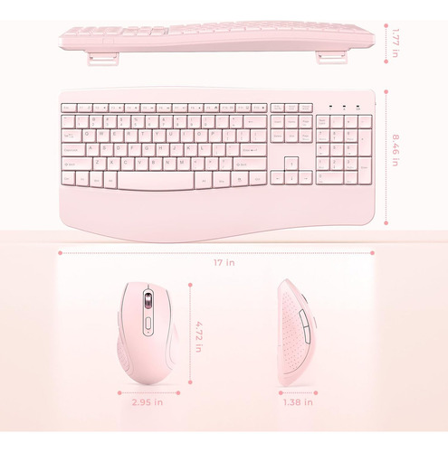 Teclado Y Mouse Inalámbricos, Teclado Ergonómico Y Mouse Com