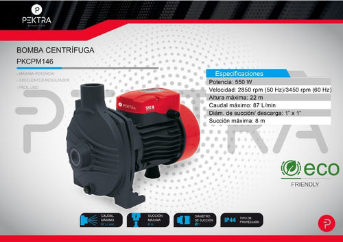 Imagen 2 de 5 de Bomba Pektra Centrifuga Elevadora 3/4 Hp Turbina Bronce Full