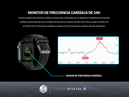 Imagen 5 de 10 de Smartwatch Reloj Inteligente Jd Milán Negro 1.96 Spo2 + Cta