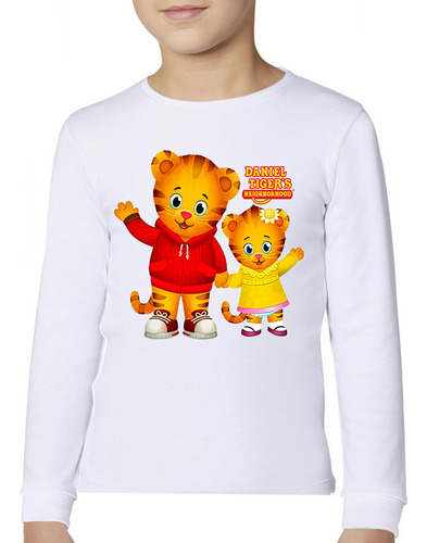 Polera Manga Larga Estampada 100%algodón Unisex Daniel Tiger