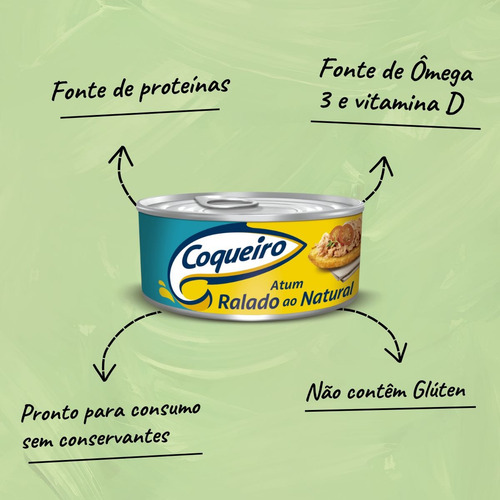 Atum Ralado Ao Natural Lata Com 170g Coqueiro
