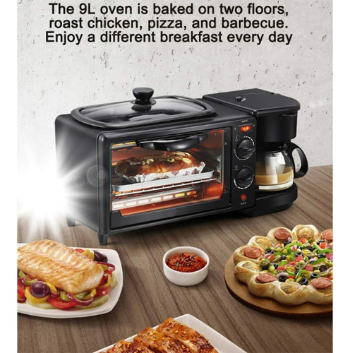 Máquina For Hacer Desayuno 3 En 1 Horno Cafetera Sarten
