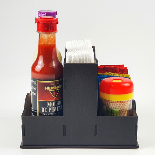 Kit 8 Unid Porta Guardanapo Molhos Sachês + Númeração Mdf