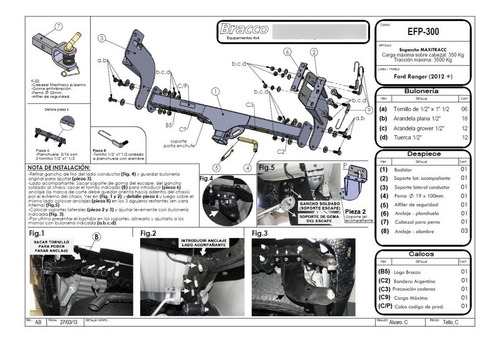 Imagen 2 de 10 de Enganche Ford Ranger 2012+ (3500kg) - Bracco Maxitracc