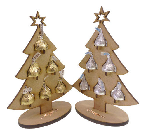 Árbol Navidad Chocolate Kisses Grabado Base Alto16.5cm 25pzs