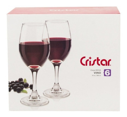 Set De 6 Copas Vino Cristar 386 Cc