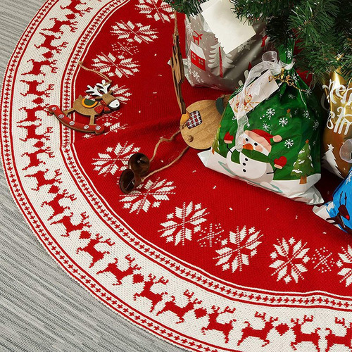 Falda De Árbol De Navidad Con Forma De Alce De Nieve, Falda