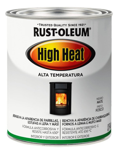 Pintura Alta Temperatura Brochable Negro Rust-oleum 946ml