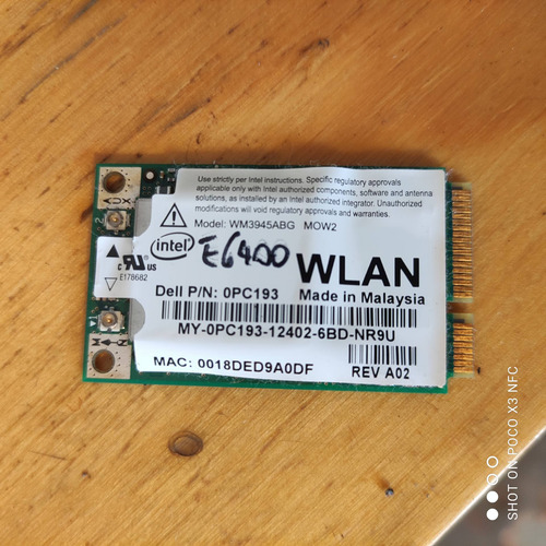 Placa Wifi Laptop Dell Inspiron E6400 Intel Wm3945abg (Usado)