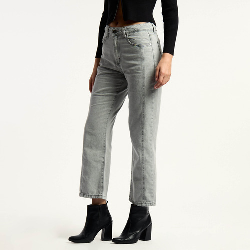 Jean Mujer Kevingston Recto Ellen Iii Tiro Alto Gris