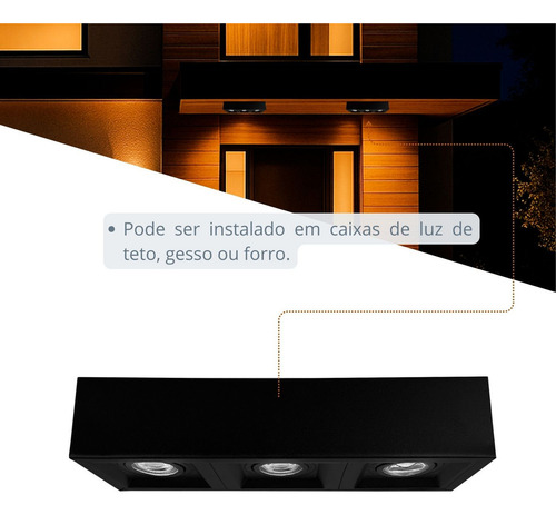Spot Sobrepor Triplo Recuado de Teto Externo Fachada Megalux 2790 Estrutura Branco/preto