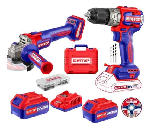 Combo Kit Taladro Percutor + Amoladora Brushless 20v Bateria