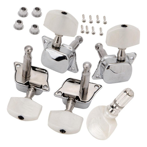 5 Piezas Banjo Afinación Clavijas Plateado Semi Cerrdos