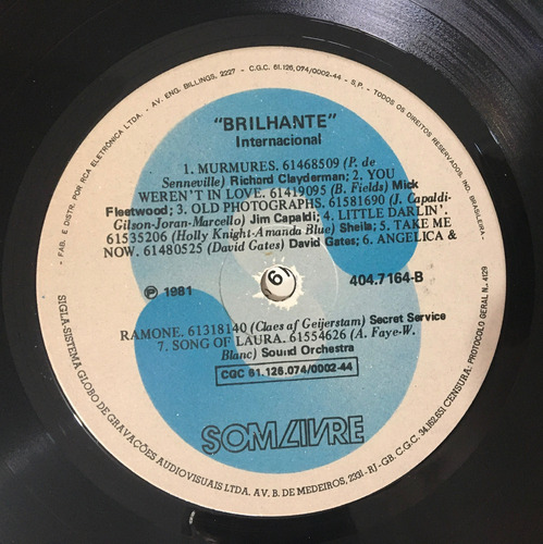 Lp Brilhante (trilha Internacional Da Novela) Estandar (Usado)