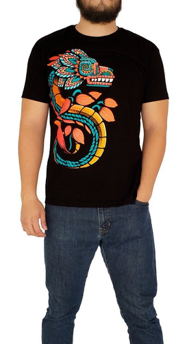 Imagen 1 de 6 de Playera Larva Para Hombre Dios Quetzalcóatl Fosforescente