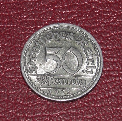 Moneda Alemania 50 Pfennig 1922 Weimar (c85)