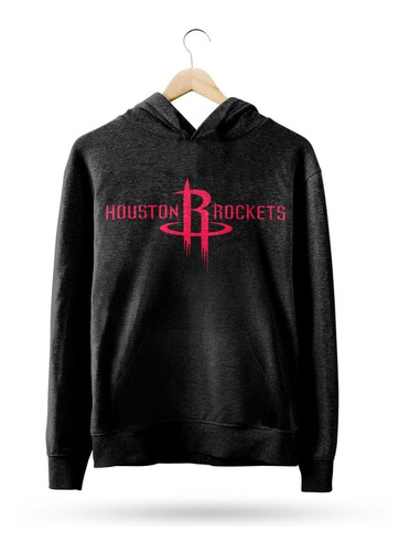  Buzo Canguro Nba Houston Rockets Logo Completo Negro