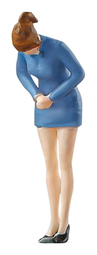 Figura En Miniatura, Muñeco De Chica En Vestido Azul