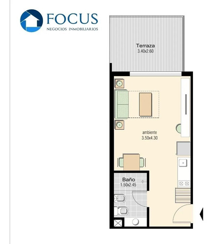 Imagen 16 de 19 de Alquiler Apartamento Monoambiente Con Terraza Al Frente En Pocitos