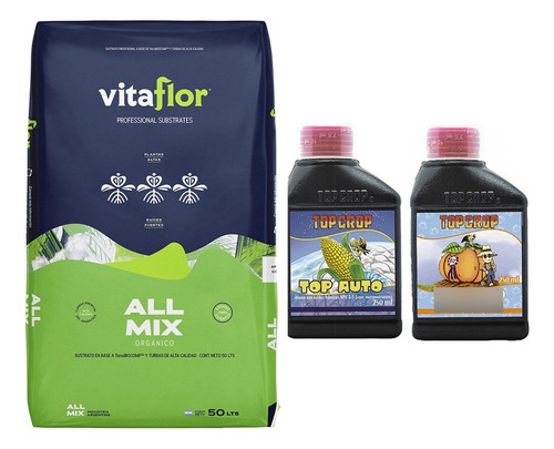 Sustrato Vitaflor Allmix 50lt Con Top Crop Auto Bud 250ml