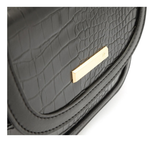 Imagem 6 de 7 de Bolsa Feminina Pequena Transversal Croco Preta - My Shoes