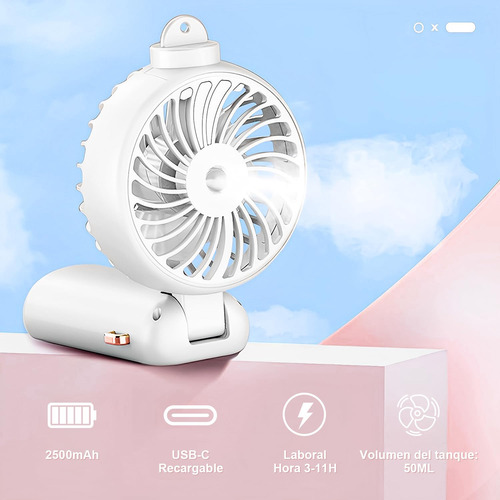 Ventilador Usb Portátil, Con Pulverizadormini Handheld Fan
