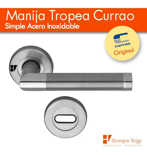 Imagen 4 de 10 de Manija Currao Tropea Simple Acero Inox C/cromo Puerta Hogar